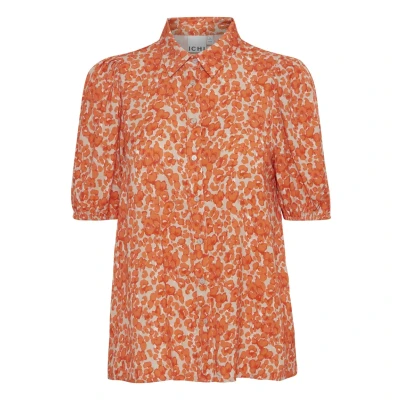 Afbeelding van ICHI Ihaya SH Overhemdblouse, Dames, Maat: 34, Coral rose leo aop
