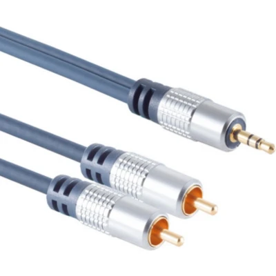 Afbeelding van Stereo Tulp (m) 3,5mm Jack Kabel Verguld Premium 3 meter Blauw