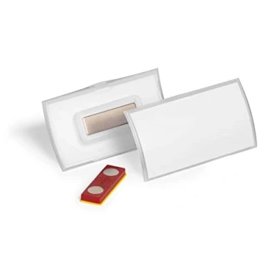 Afbeelding van Durable naamkaartje CLICK FOLD 40x75 mm met magneet twist proof PP, pak van 10, transparant, 825919