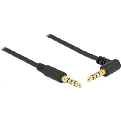Afbeelding van 3,5mm Jack 4 polig audio/video slim kabel met extra ruimte AWG24 haaks / zwart 2 meter