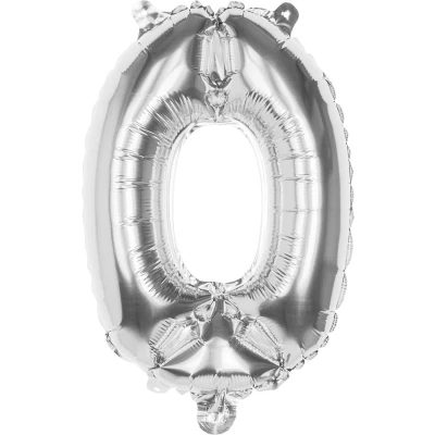 Afbeelding van Boland Folieballon &#039;0&#039; Zilver (36 cm) 0 Cijfer ballon