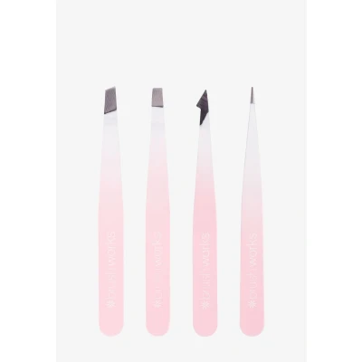 Afbeelding van Brushworks HD 4 Piece Combination Tweezers Set White
