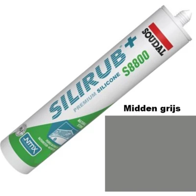 Afbeelding van Soudal Silirub+ S8800 Natuursteen Siliconekit Speciaal voor en Sanitair Kleur : Middengrijs 310 ml