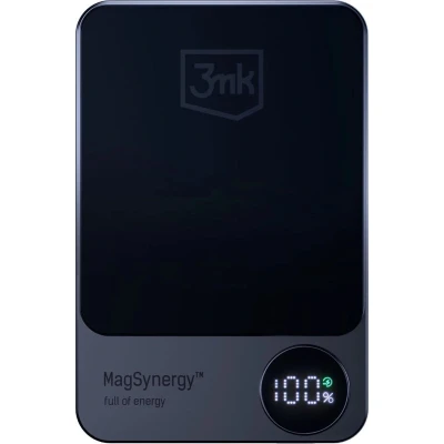 Afbeelding van 3MK MagSynergy Powerbank 5000mAh z funkcją ładowania bezprzewodowego MagSafe (5000 mAh, 18 W, 19250 Wh), Powerbank, Zwart
