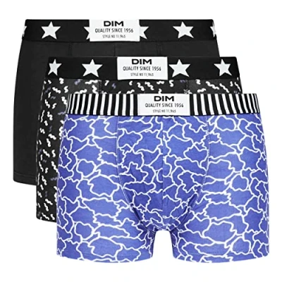 Afbeelding van Dim Vibes boxershorts voor heren, katoen, stretch, 3 stuks, Wolk Blauw/Zwart/Cotillon, XXL