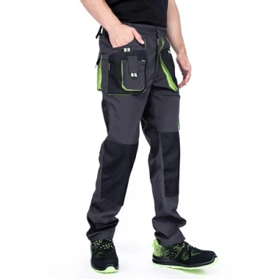 Afbeelding van MAZALAT Werkbroek voor heren, met kniezakken. werkkleding, meerdere zakken, grote maat S XXXL, herenkleding, hoge kwaliteit, 60, Zwart/Groen