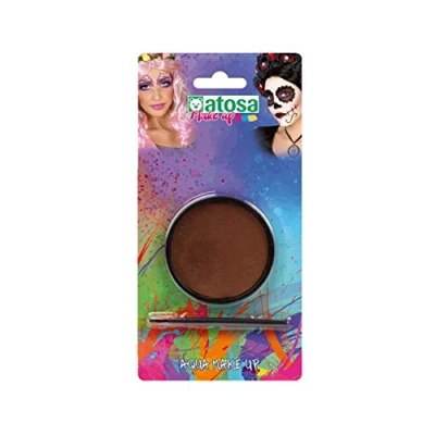 Afbeelding van Atosa Aqua grimeer schmink met kwastje bruin 12 gram carnaval/verkleed kind/volwassenen