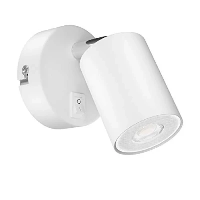 Afbeelding van ledscom.de WAIKA wandspot 1 lamp met schakelaar GU10 wit mat incl. LED 468lm warmwit