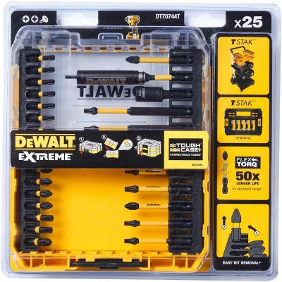 Afbeelding van DEWALT ACCESSOIRES 25 DELIGE FLEXTORQ SCHROEFBITSET IN TOUGH CASE DT70744T QZ