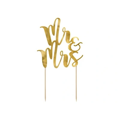 Afbeelding van Taarttopper Mr &amp; Mrs Goud 25,5cm
