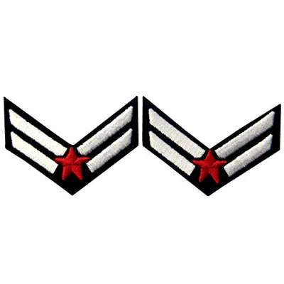 Afbeelding van Geborduurde patch visgraat, militair soldaat decoratief embleem, opstrijkbaar of naaibaar wit/rood