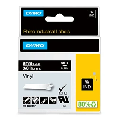 Afbeelding van Dymo 1805437 Tape Wit op zwart (9 mm)