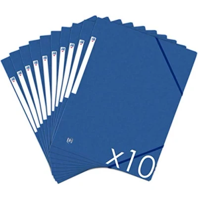 Afbeelding van Oxford Topfile+ documentenmap, 3 kleppen, DIN A4, met elastieksluiting, blauw, 10 stuks