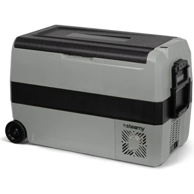 Afbeelding van Steamy E Dual Zone Roller Elektrische Compressor Koelbox Op Wielen 44 liter 12V en 230V voor auto camping Grijs