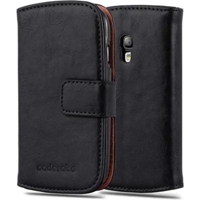 Afbeelding van Cadorabo Hoesje geschikt voor Samsung Galaxy S3 MINI in ZWART GRAFIET Beschermhoes met magnetische sluiting, standfunctie en kaartvakje Book Case Cover Etui