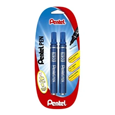 Afbeelding van Pentel N50 permanente marker, conische punt, blauw, 2 stuks