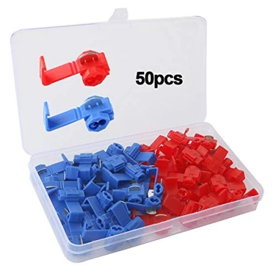 Afbeelding van QitinDasen 50Pcs Premium Scotch Lock Draadconnectoren Set, Quick Splice Connectorklemmen, Elektrische Draad Splitterconnectoren, Connector Aftakconnector (25Pcs Rood, 25Pcs Blauw)