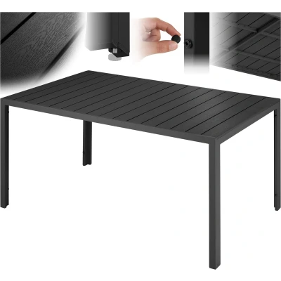 Afbeelding van tectake® Tuintafel 150 x 90 74,5 cm Weerbestendig, eenvoudige montage Verstelbaar Aluminium frame met kunststof tafelblad zwart