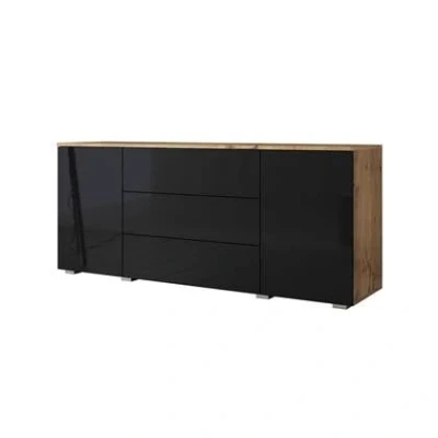 Afbeelding van Meubella Dressoir Pure 150 cm Zwart Eiken