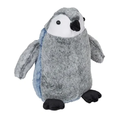 Afbeelding van Relaxdays pinguïn deurstopper, zandvulling, vloerdeurstopper, decoratief, knuffel, HBD: 25 x 24 17 cm, stof, grijs/blauw