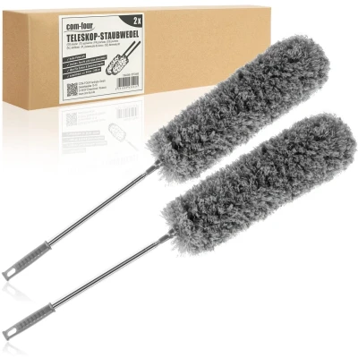 Afbeelding van COM FOUR® 2 x stofdoek met telescoopsteel, extra lange en uittrekbare stofdoek, voor hoge plafonds, spinnenwebbezem, lengte 80 240 cm (2 stuks, antraciet)