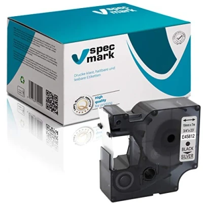 Afbeelding van specmark compatibel met DYMO D1 45812 inktband 19 mm x 7 m zwart op zilver (S0720920) voor LM Label Manager LP Point LW Writer DUO printer