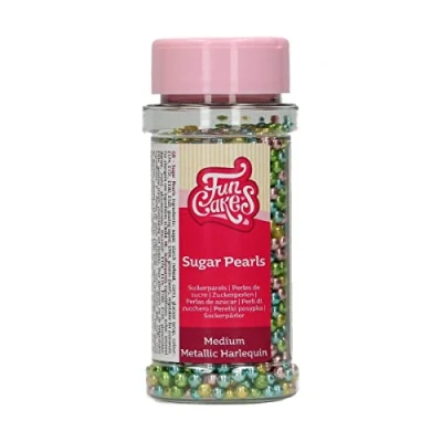 Image de FunCakes perles en sucre Moyennes Harlequin Métallique: sprinkles gâteau, bon goût, parfait pour la décoration de gâteaux, comestibles. 80 g.