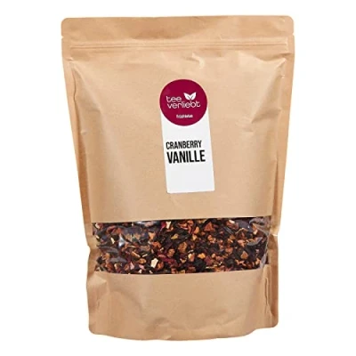Afbeelding van FRUTEG Fruitthee uit cranberry, vanille, 1000 g fruitthee, zure en tegelijkertijd zachte samenstelling van de theemengsel, losse thee 1 kg