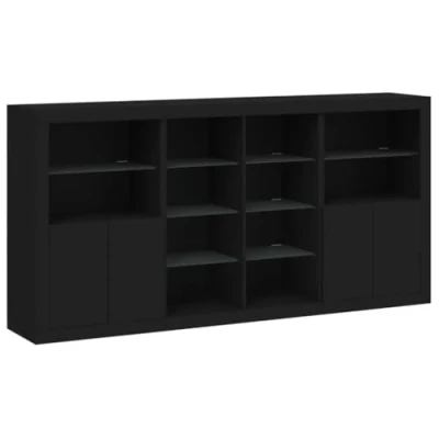 Afbeelding van vidaXL Dressoir met LED verlichting 202x37x100 cm zwart