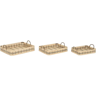 Afbeelding van Set van trays DKD Home Decor Natuurlijk Lichtbruin Stads (54 x 43 9 cm) (3 Stuks)