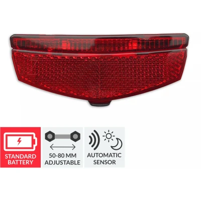 Afbeelding van achterlicht Luxe Sensor led batterijen 50 80 mm rood