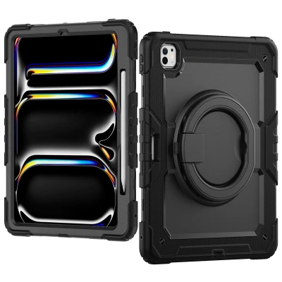 Afbeelding van Mobilize Tablethoes geschikt voor Apple iPad Pro 13 Inch (2024) Hardcase Backcover Rotating Defender + Schouderband Schokbestendig Telefoonhoesje Anti Shock Proof Standaard Zwart
