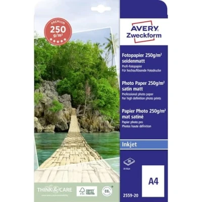 Afbeelding van Avery Zweckform Premium 2559 20 Fotopapier DIN A4 250 g/m² vellen Zijdemat