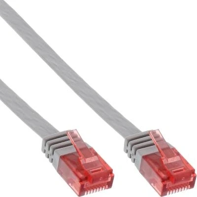 Image de InLine Cordon de raccordement RJ 45 (M) pour 1.5 m UTP CAT 6 moulé, plat gris