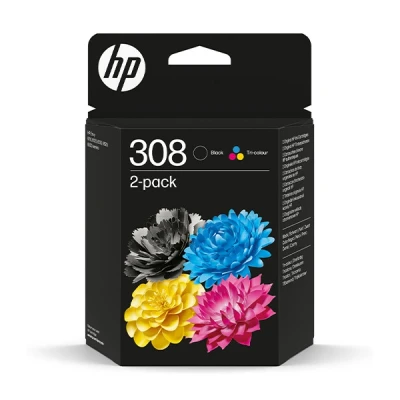 Image de HP 308 Cartouches D’encre Noir/trois Couleurs 2 Pièces (6l6s6ue#301)