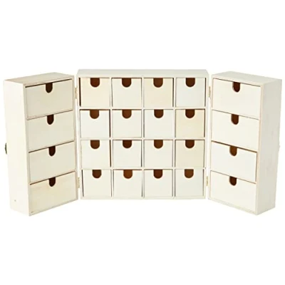 Image de Calendrier de l&#039;avent en bois à décorer Armoire tiroirs 55,5 x 27,5 cm