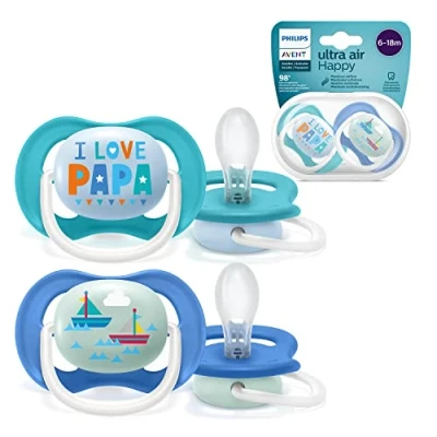 Afbeelding van Philips Avent Ultra Air Fopspeen Happy 6/18 maanden 2 stuks SCF080/03