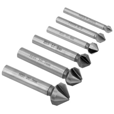 Afbeelding van QWORK® 6 stuks verzonken boren 90, 6,3 20,5 mm HSS stalen freesboorset voor hout, metaal, kunststof
