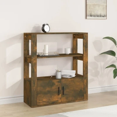 Afbeelding van Dressoir 80x30x90 cm bewerkt hout gerookt eikenkleurig