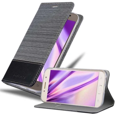 Afbeelding van Cadorabo Hoesje geschikt voor Samsung Galaxy A7 2017 in GRIJS ZWART Beschermhoes met magnetische sluiting, standfunctie en kaartvakje Case Cover Etui