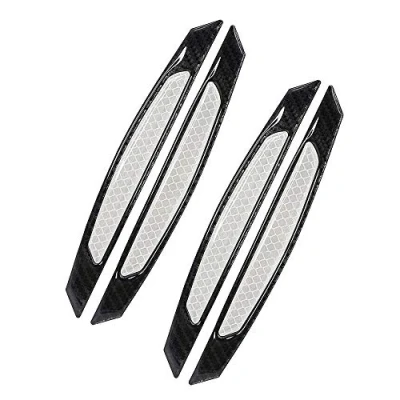 Afbeelding van WeFoonLo 4 stuks koolstofvezel deurbeschermingsstickers voor auto, SUV, pickup, vrachtwagen (wit)