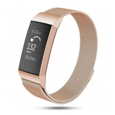 Afbeelding van Fitbit Charge 3 &amp; 4 milanese bandje Maat: Small Champagne goud