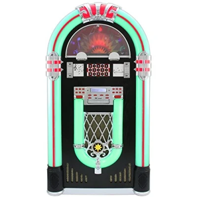 Afbeelding van Grote Jukebox Platenspeler CD Speler FM Radio Aux input Bluetooth USB en SD ca