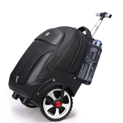 Afbeelding van Aoking Multifunctionele rugzak met wieltjes voor zaken, reizen, school, wandelen, picknick, waterdicht, Zwart_01, Zakelijk