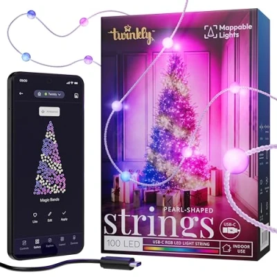Afbeelding van Twinkly Candies Lichtsnoer Pearl RGB Verlichtingsdecoratie 100 LED’s 6 meter Transparant