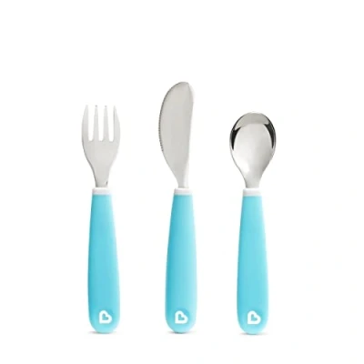 Afbeelding van Munchkin Splash Kleuter Besteksetje Vork, Mes en Lepel Set van 3 Kinderbestekset Kleur Blauw