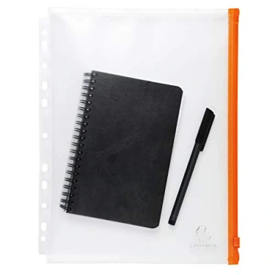 Afbeelding van Exacompta Ref. 57334E Zak met 5 geperforeerde zakken ritssluiting oranje Voor het opbergen van alle soorten documenten of voorwerpen Formaat DIN A4 Doorschijnend, neutraal kristalkleurig