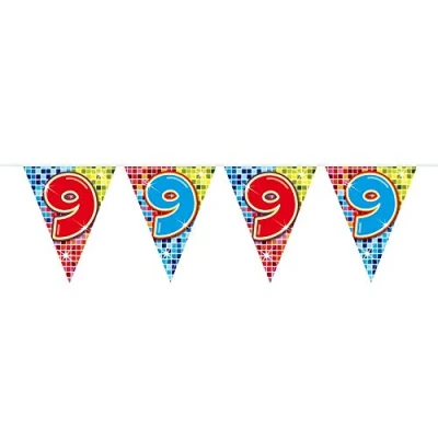 Afbeelding van Mini vlaggenlijn 9 jaar Birthday Blocks