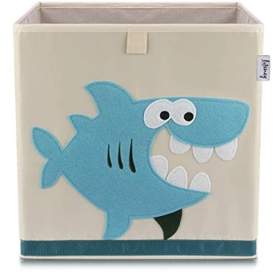 Afbeelding van Stoffen opbergdoos voor kinderen &quot;haai&quot; op lichte achtergrond, compatibel met Ikea Kallax Lifeney