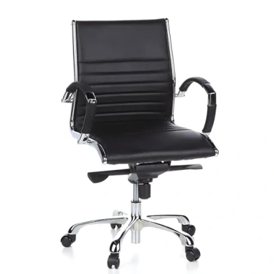Afbeelding van hjh office Parma 10 Bureaustoel Leder Zwart Chroom
